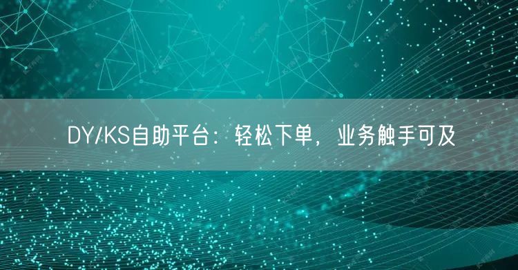 “DY/KS自助平台：轻松下单，业务触手可