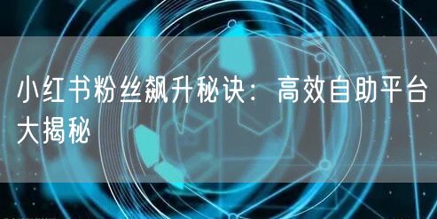 “小红书粉丝飙升秘诀：高效自助平台大揭秘