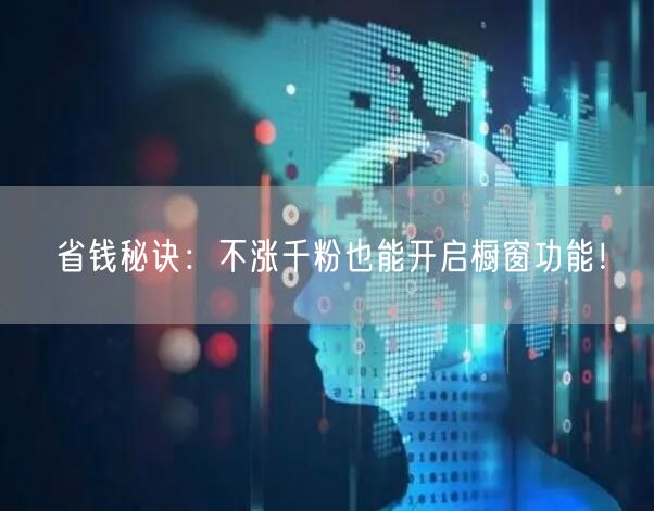 “省钱秘诀:不涨千粉也能开启橱窗功能!