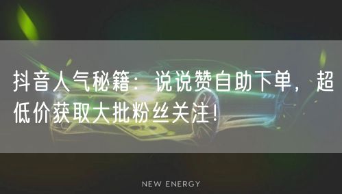 “抖音人气秘籍：说说赞自助下单，超低价获取