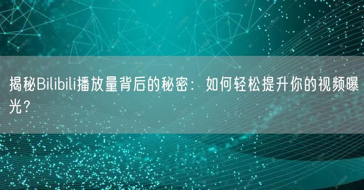 “揭秘Bilibili播放量背后的秘密：如