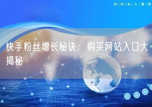 “快手粉丝增长秘诀：购买网站入口大揭秘