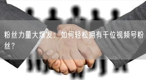 “粉丝力量大爆发:如何轻松拥有千位视频号粉