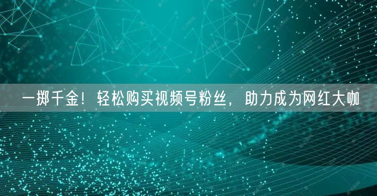 “一掷千金!轻松购买视频号粉丝,助力成为网