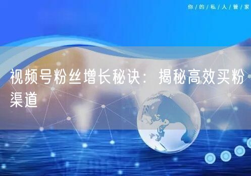 “视频号粉丝增长秘诀：揭秘高效买粉渠道